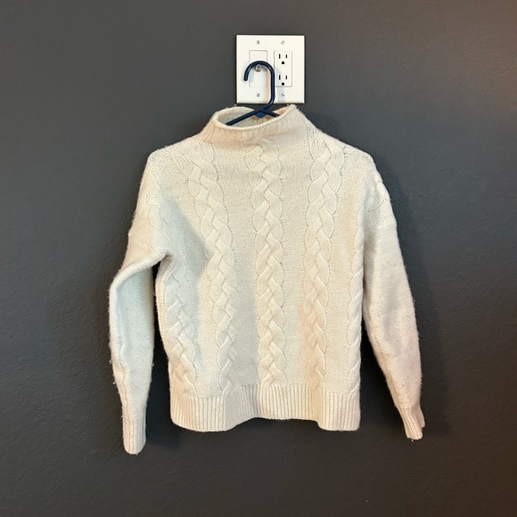 Madewell Cream Cable Knit Turtleneck Sweater - Picture 2 of 3